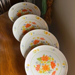 Vintage Floral Melamine Dinnerware Plates